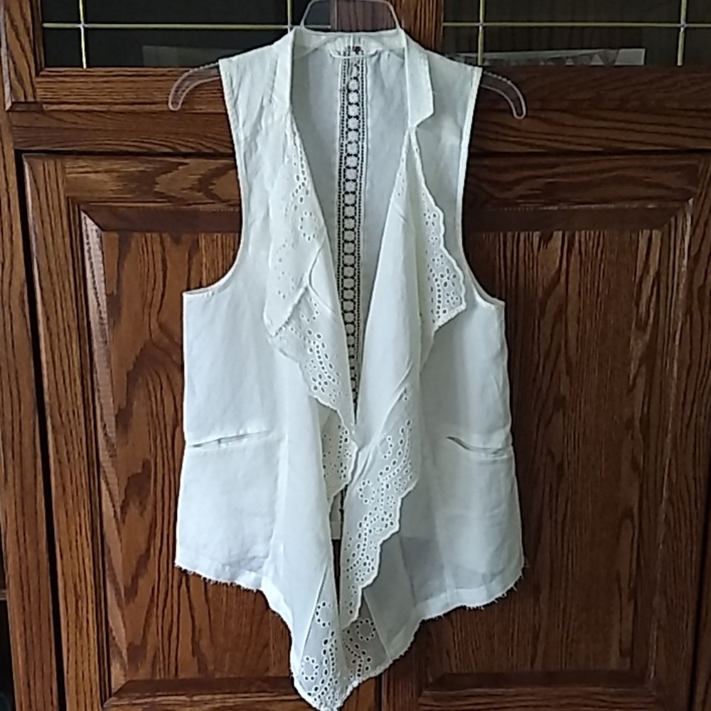Free People Linen Lace Vest